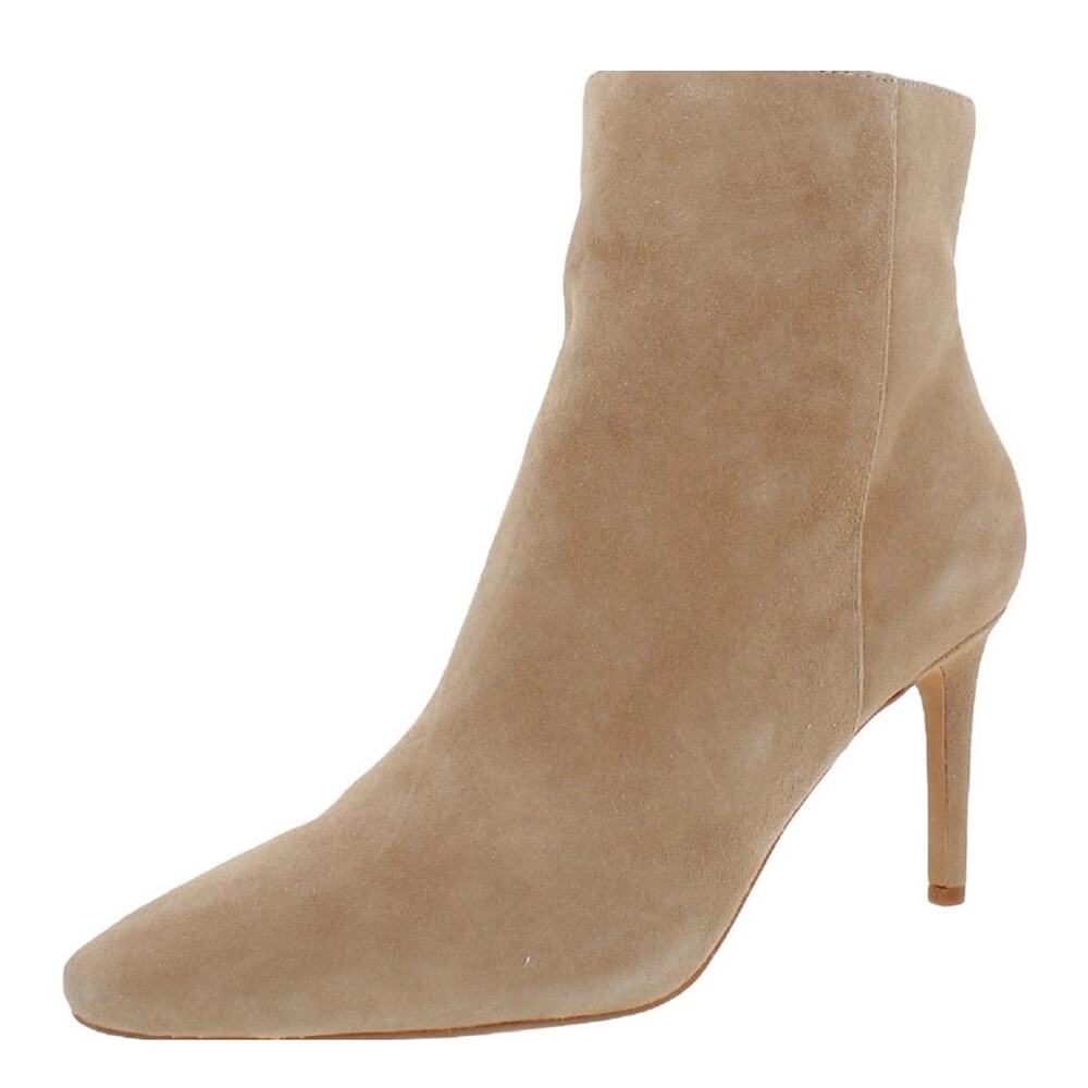 Vince Camuto Boots‎ Size 8 Leather Womens Tan Almond Toe Side Zip Ankle Booties